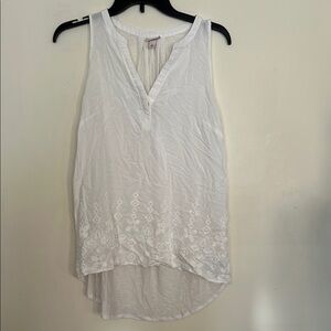 Merona White Asymmetrical Sleeveless Tank Top